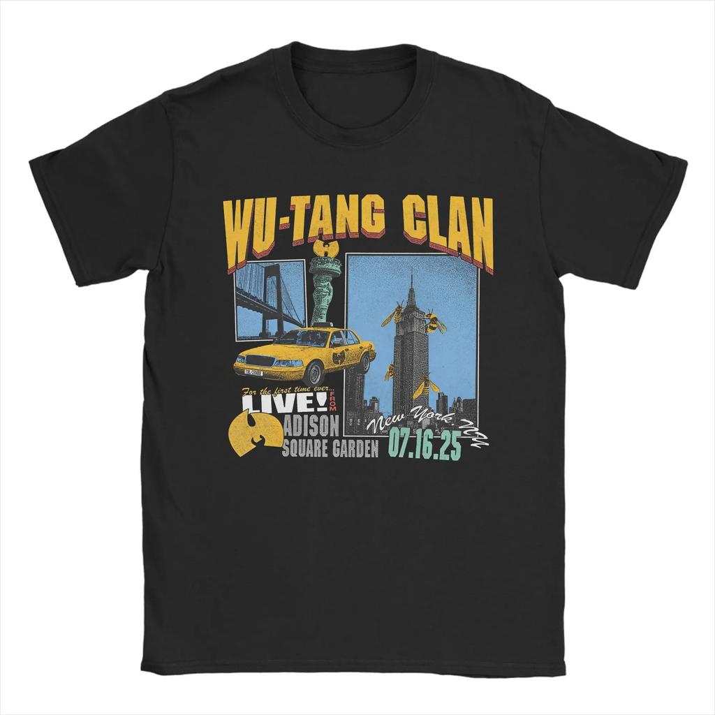 Хлопковая футболка с туром Wu-Tang Подарок фанатам Летняя хлопковая с круглым вырезом Повседневная Увеличенная Городская Спортивная Ретро Уличная одежда Стиль Yk