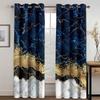 Готовые абстрактные мраморные синие золотые дизайнерские недорогие современные тонкие шторы из 2 предметов для гостиной, спальни, оконной драпировки, домашнего декора