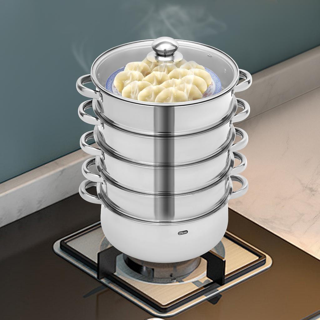 5-уровневая пароварка из нержавеющей стали, набор для готовки на пару, кастрюля со стеклянной крышкой