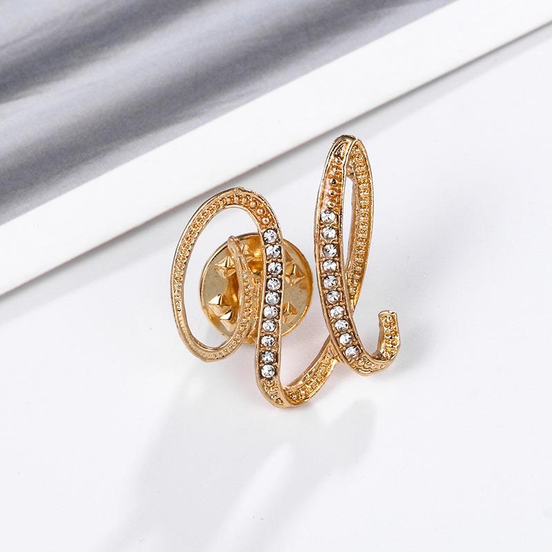 High-Precision Electroplated Vintage Alloy Brooch with Rhinestones