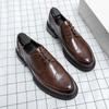Men Leather Shoes Italian Business Dress Shoes All-Match Casual Shoes High Quality Brown Classic Block Shoe Big Size:38-46