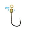 Bimoo 10pcs Rotating Fish Hook with Swivel High Carbon Steel Sharp Barbed for Bait Lure Carp Fishing Hooks