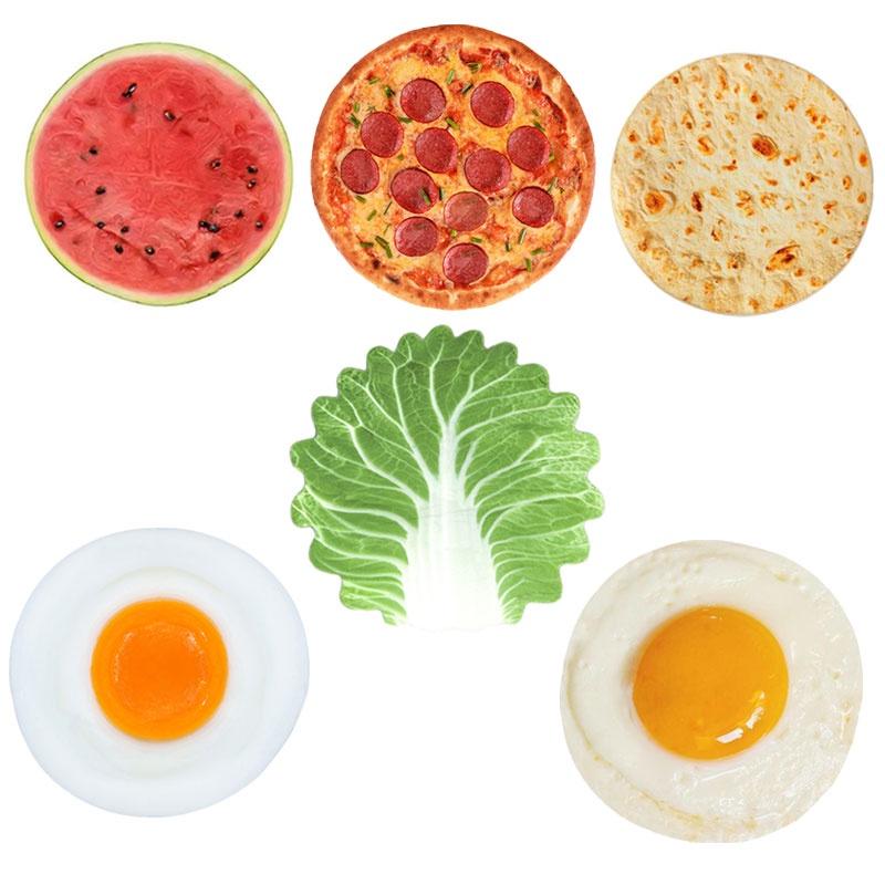 Забавный фланелевый детский плед-обертка с подходящей шапочкой, мягкий и уютный, в стиле тортильи, капусты, яичного рулета, яичницы-глазуньи, арбуза и пиццы