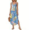 Женское летнее длинное платье, без рукавов, с боковым разрезом, длинное платье-жилет с пасхальным принтом