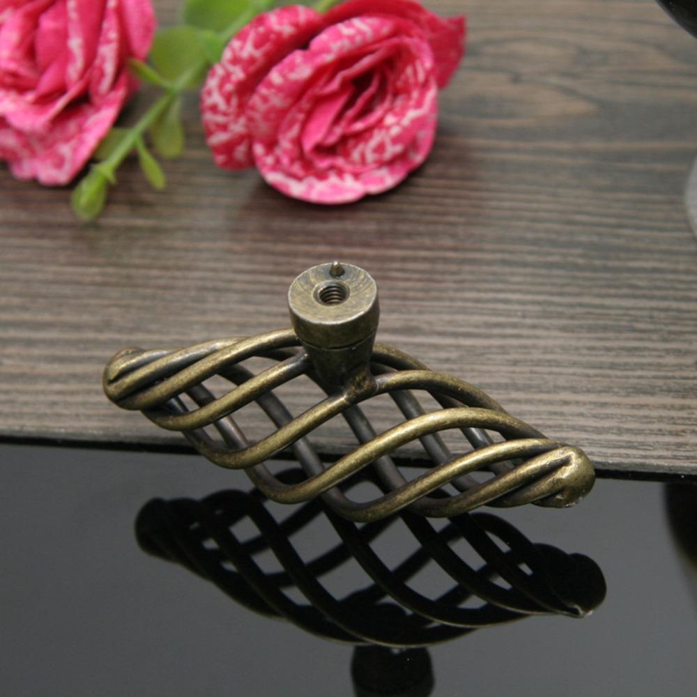4pcs Antique Bronze Cabinet Knobs Iron Door Handles Vintage Drawer Pulls Closet