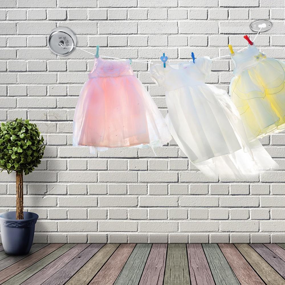 2.8m Wall Mounted Clothesline Silver Laundry Drying Line Stainless Steel Clothesline  Hotel Laundry