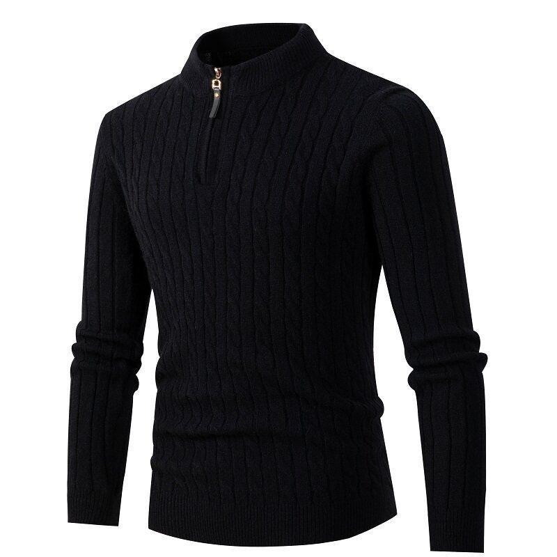 Men's Half-zipper Stand-up Collar Thickened Warm Sweater Bottoming Shirt Autumn and Winter Casual Men's Models