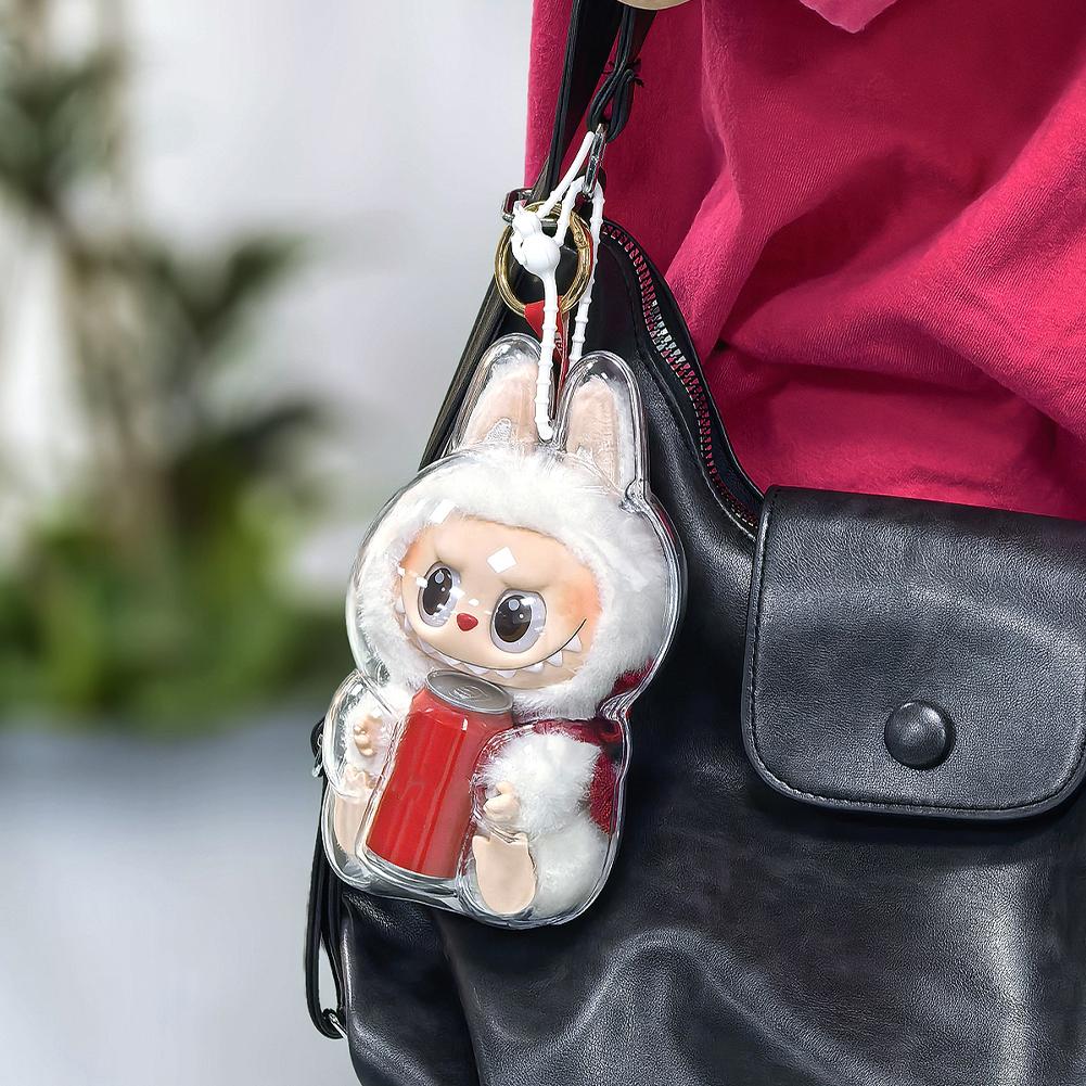 1 шт. Защитный акриловый кейс для хранения для плюшевых кукол, сумка для демонстрации для Labubu V3, без куклы, прозрачный, портативный, коробка-органайзер для кабелей