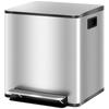30L Dual Compartment Stainless Steel Bin, with Deodoriser Holders - Silver Tone
