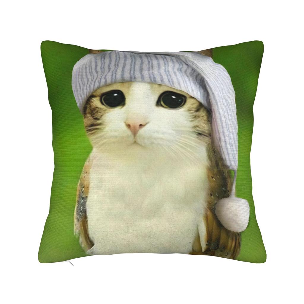 Декоративная наволочка Мяу Кошка Сова Мем Аксессуары Кровать Наволочка Чехол На молнии Разных размеров