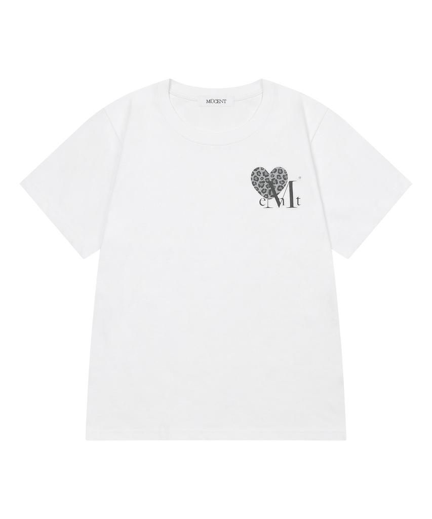 MUCENT Sierra Leopard Heart Small Logo Short Sleeve T-Shirt (2 Colors)