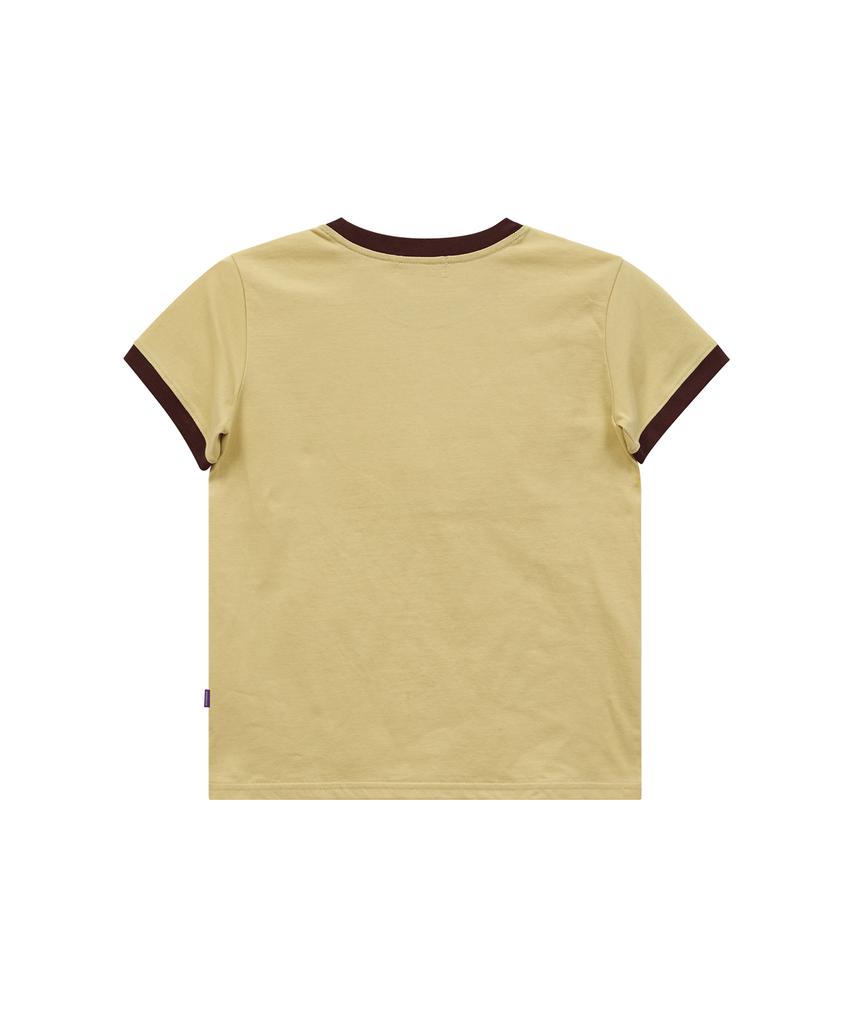 HOODHOOD Girl Stress Nutrition Ringer Short Sleeve T-Shirt Light Yellow