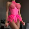 Sexy Bodysuit Lingerie Set Mesh Halter Women Underwear Set Open Crotch Teddies Poncho Skirt Erotic Lingerie Porno Costumes