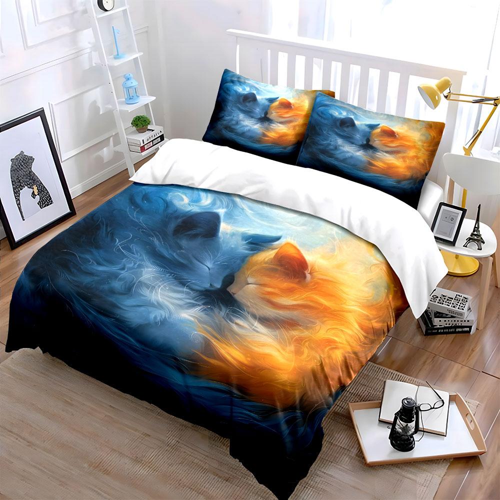 "Ethereal feline harmony." Bedding sets Duvet covers Pillowcases(1* Duvet Cover 2* Pillowcases without duvet insert)