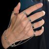 Silver Color Wrist Bracelet Gothic Chain Link Ring Fashion Chain Wrist Rings  Men