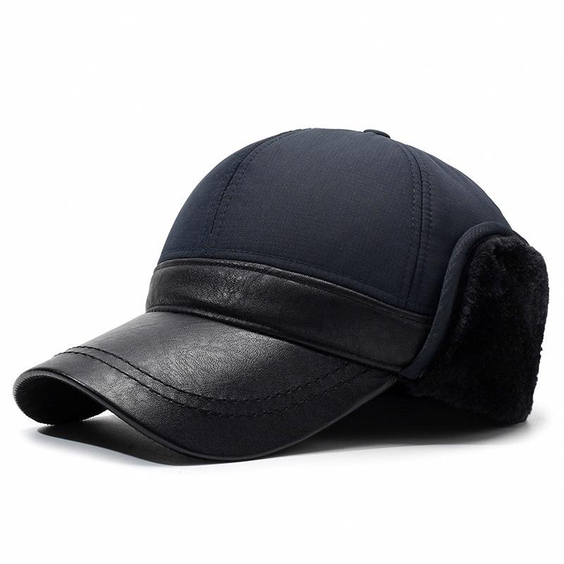 Зимняя плюшевая хлопковая бейсболка для защиты ушей для мужчин среднего и пожилого возраста — сохраняет тепло и защищает от ветра, стиль Лэй Фэн