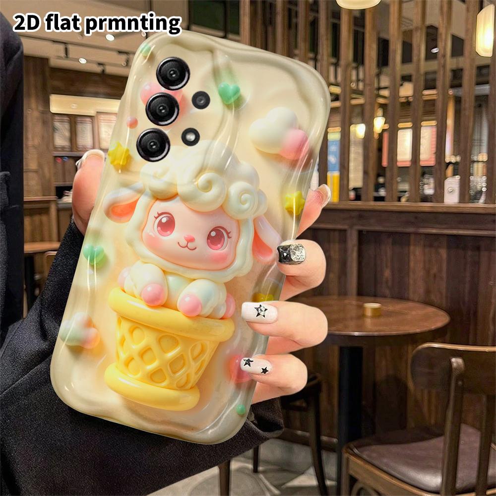Чехол для телефона: 2D плоский дизайн, подходящий для защитного чехла Samsung Galaxy A34 A35 M05 M06 S20 S22 S21 FE Plus 5G, Мороженое Маленький Овечка, идеальный Рождест