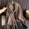 26Color Embossing Winter Warm Women Scarf Cashmere 30x180cm Shawls Thick Neck Scarves Hijab Wraps Tassls Pashmina