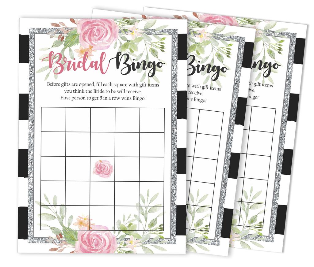 Inkdotpot 50A FloralA BingoA GameA CardsA For Bridal Wedding Shower Bachelorette Party Bulk Blank Square Fill In Gift
