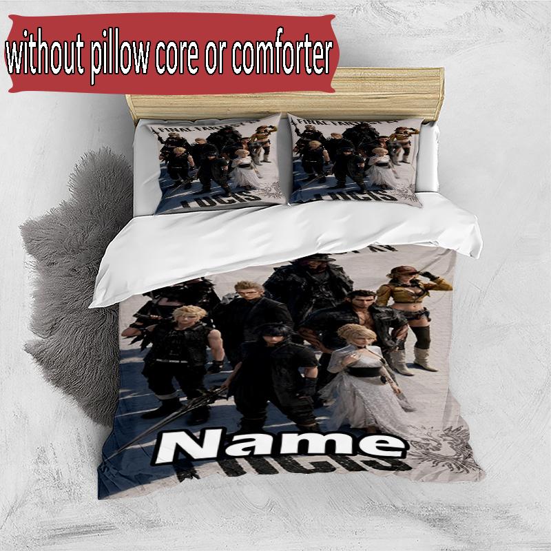 3pcs Duvet Cover Set (1*Duvet Cover + 2*Pillowcase, Without Core), Custom Name Final Fantasy Pattern Bedding Set, Home Bedroom Decor Gift