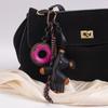 Vintage PU Leather Bear Sweet Donut Pendant Hanging Ornament Backpack Charm For Men Women Bag Charm