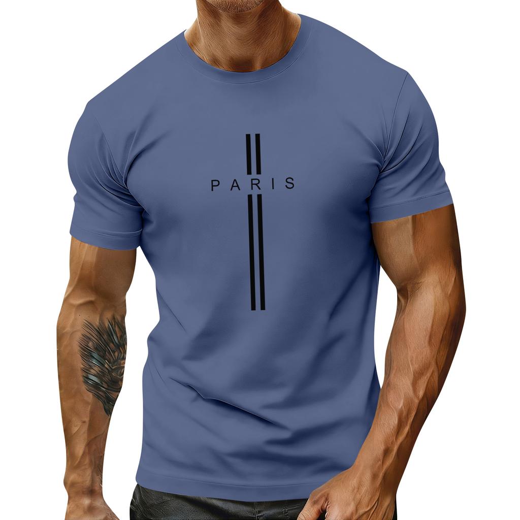 Мужская праздничная футболка с круглым вырезом и коротким рукавом, повседневная спортивная футболка