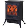 Electric Fireplace with Retro Flame Effect, 1000-2000W Thermostat and Dimmable Light, Black