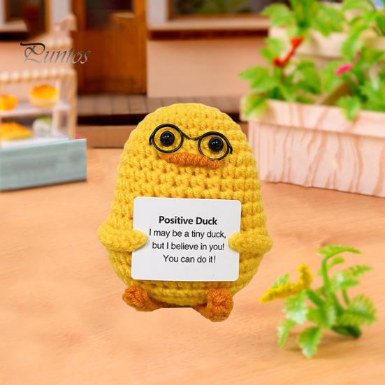 Позитивная вязаная крючком кукла-животное с поощрительной открыткой, эмоциональная поддержка, ручная вязка, утка, цыпленок, пчела, украшение, украшение для детей и взрослых, снятие стресса