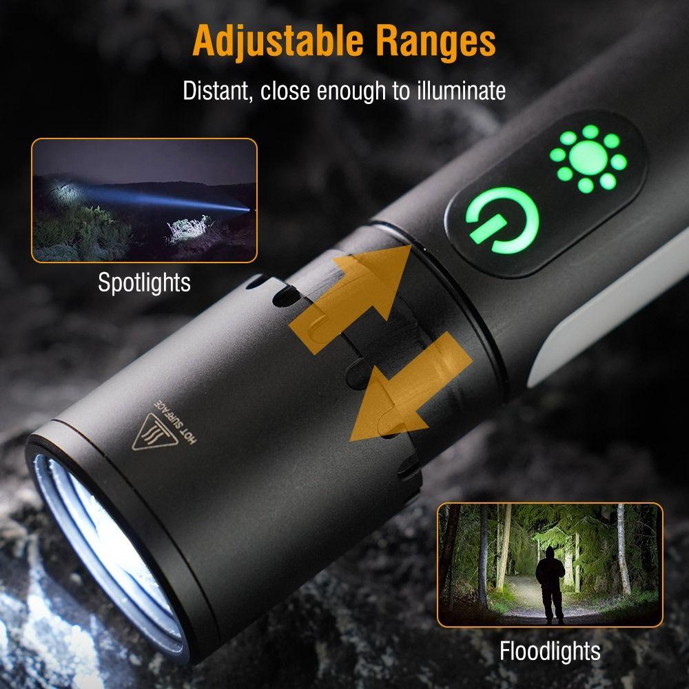 Telescopic Zoom Strong Light Flashlight Portable Hook Camping Lamp  Outdoor Lighting
