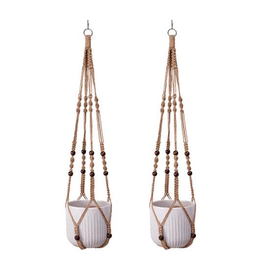 Макраме Подвеска для растений Бохо Подвесной держатель для кашпо Хлопковая веревка Подвеска для цветочного горшка для декора дома, патио, сада