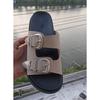 Punk Black Sandals For Women Studded Buckle Decor Flatform Slide Sandals Open Toe Summer Street Style Goth Shoes Beach Vacation