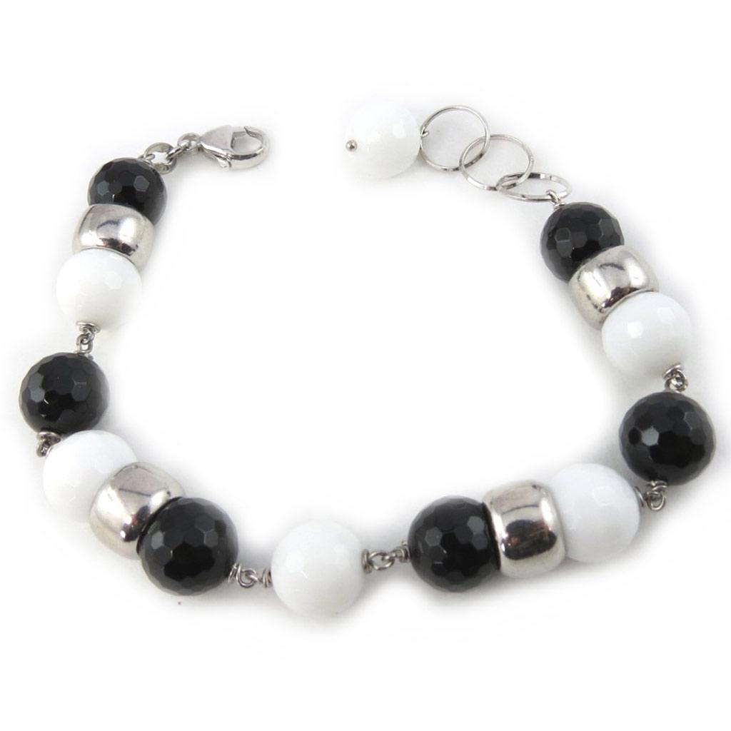 Altesse [M4122] - Серебряный браслет «Минералия» черно-белый агат