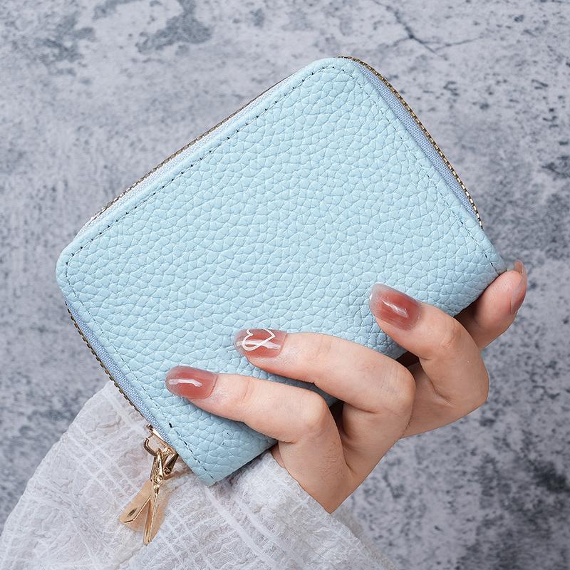 Ins New Double-decker Women's Card Bag PU Leather Zipper Certificate Bag Female Large-capacity Driver's License Card Slot Wallet