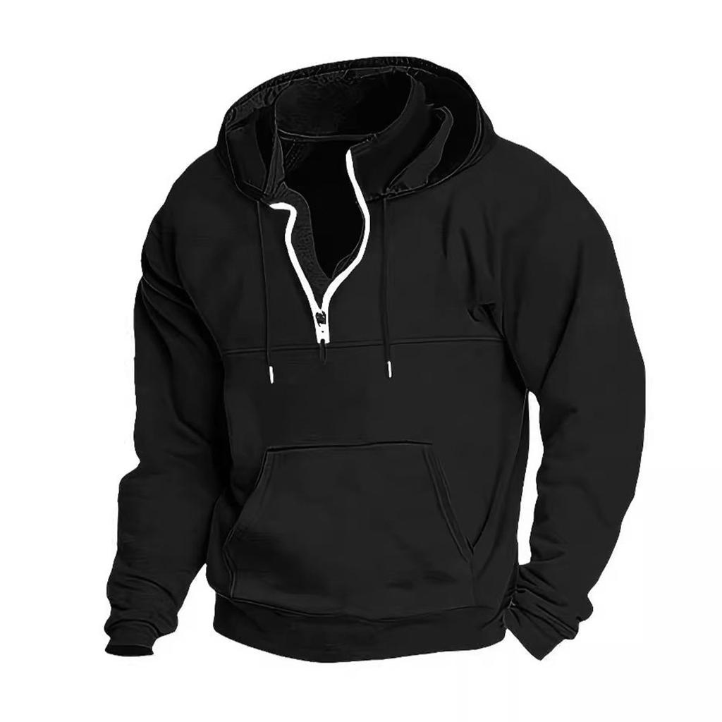 Fashion Hoodie Men's Stand Up Collar Zipper Hooded Sports And Casual Hoodie
