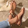 Fashion Woman Sandals Retro Bohemian 2025 Summer Comfort Shoes Women Beach Sandals Rhinestone Flower Flat Sandals Sandalias De Mujer