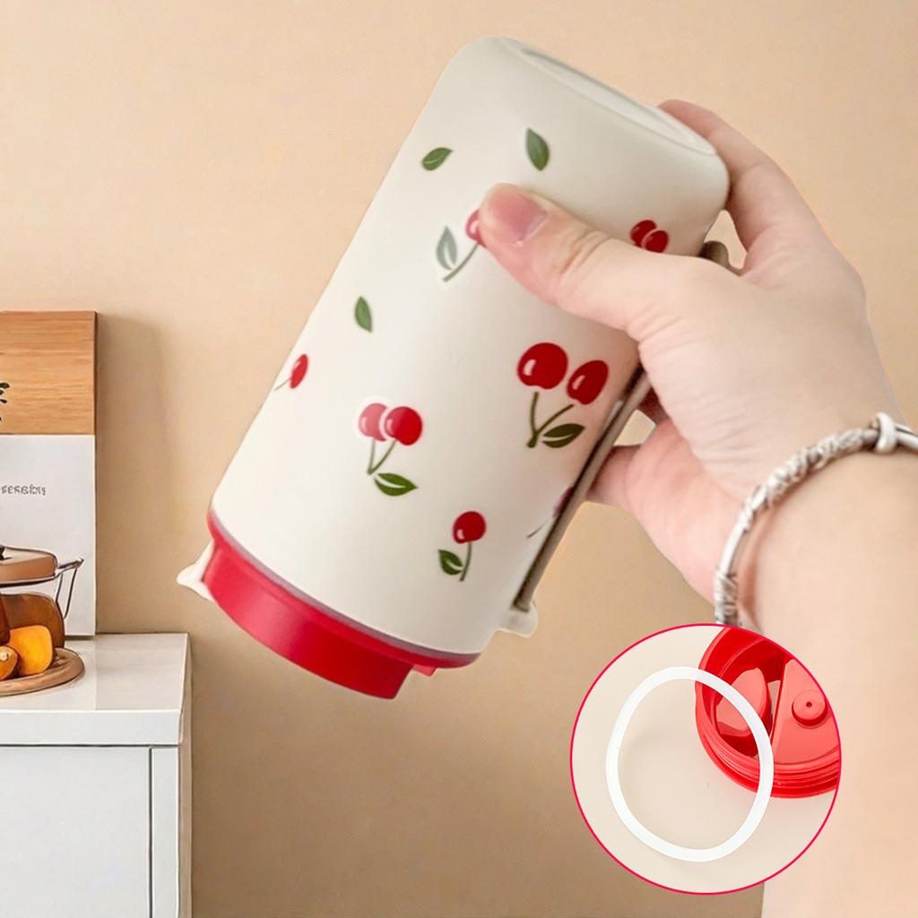 350/400ml Tumbler Plastic Water Cup With Rope Cherry Pattern Milk Coffee Mug Reusable Water Bottle For Student School Travel