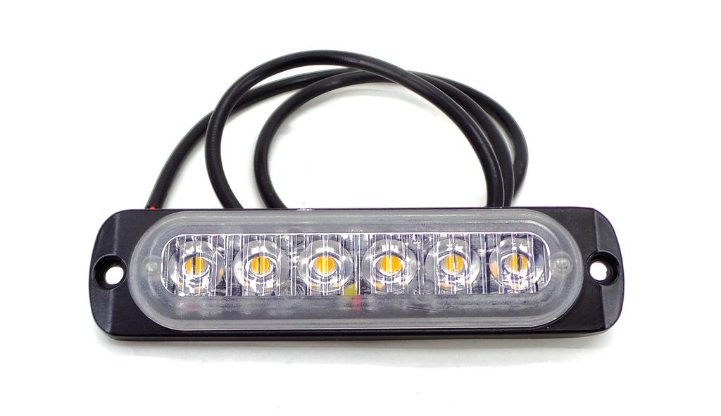 Габаритный стробоскоп 6 LED 12В-24В, оранжевый Внедорожный