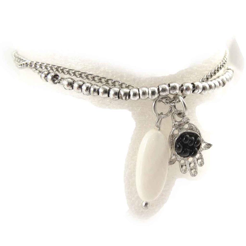 Les Trésors De Lily [J8918] - Необычный браслет «Килиманджаро» фатма черный белый