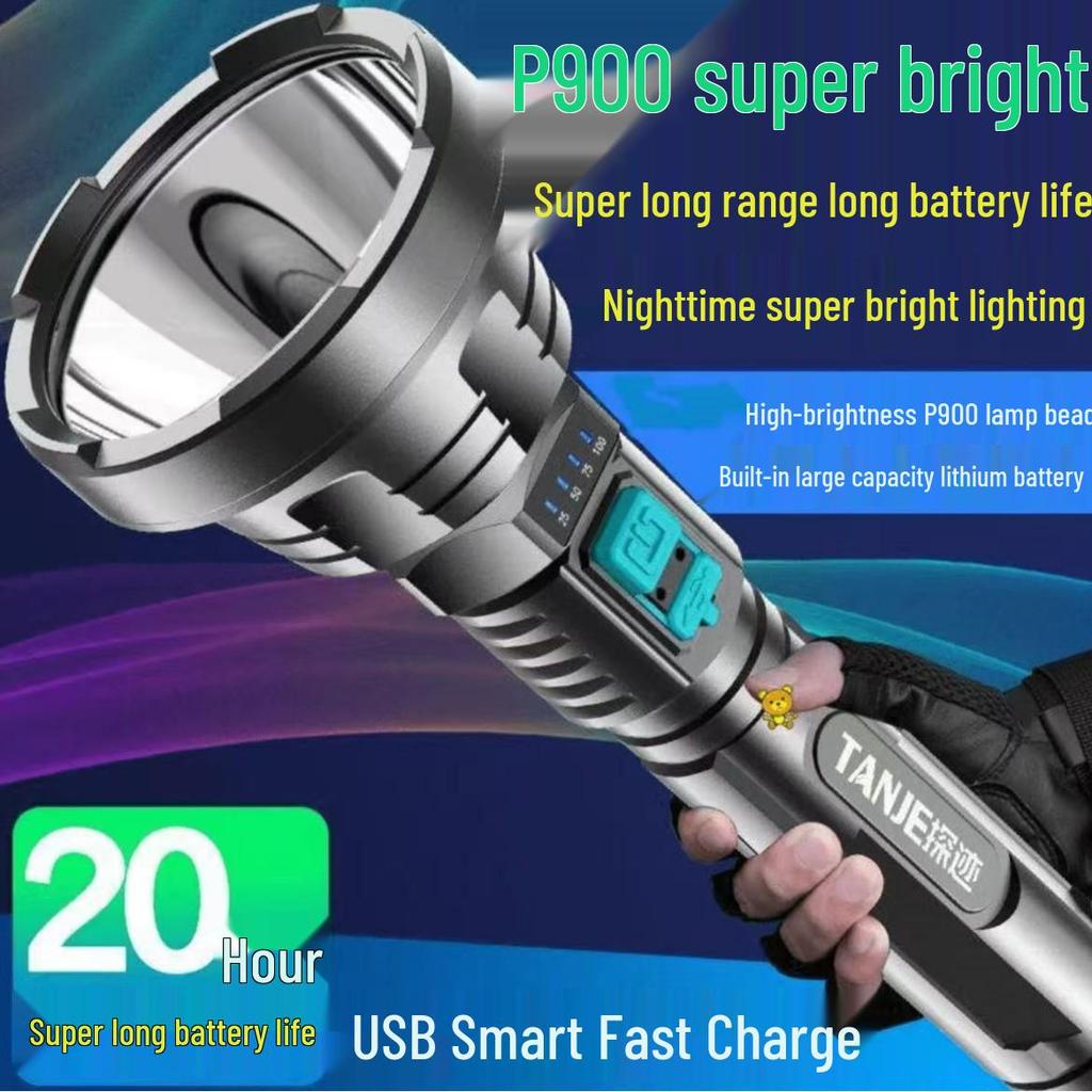 ABS Multi-Function Long-Range Flashlight with Strong Red & Blue Ring Illumination for Household & Outdoor Use