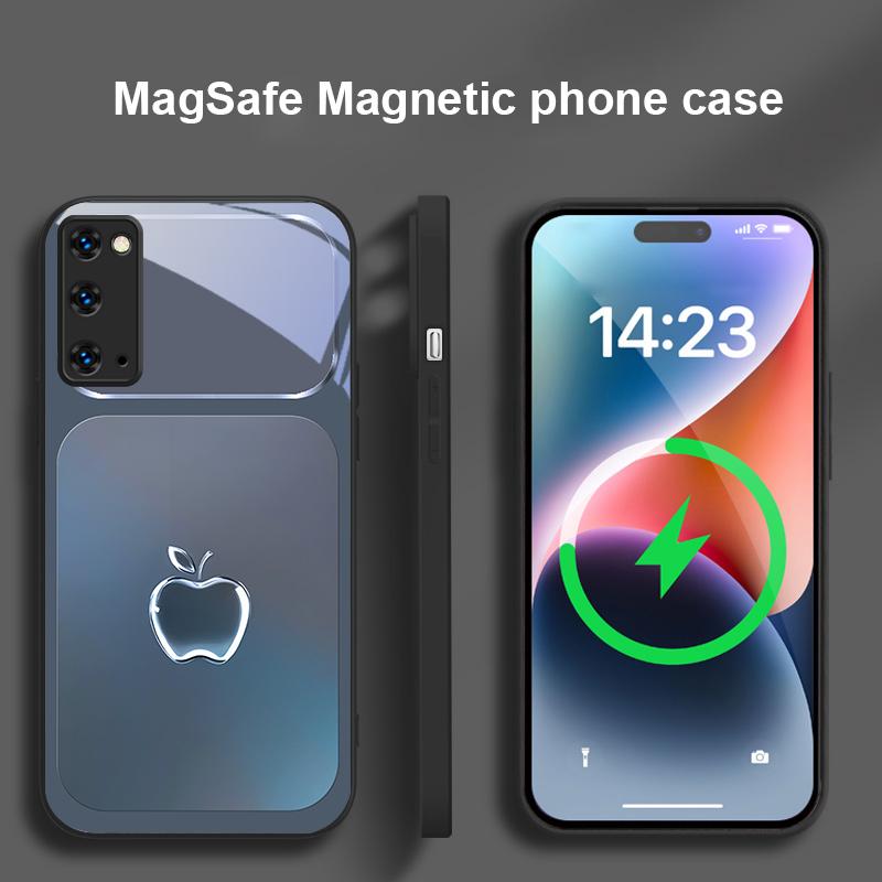 Металлическая серая текстура Для Magsafe Samsung S25 S25 Edge S25Ultra S8 9 10 20 S21 Pro 22 Plus S23 FE S24 Ultra Стеклянный чехол для телефона
