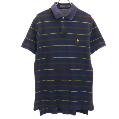 Поло от Ralph Lauren с узором в полоску, с коротким рукавом, приталенное, мужское, б/у
