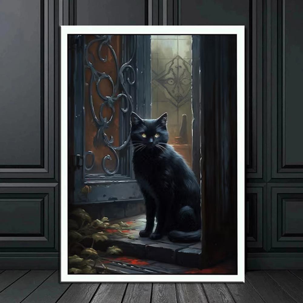 Dark Academy Art Wall Poster Victoria Crow Witch Ghost Halloween Background Decoration Gothic Image Printing Canvas Painting
