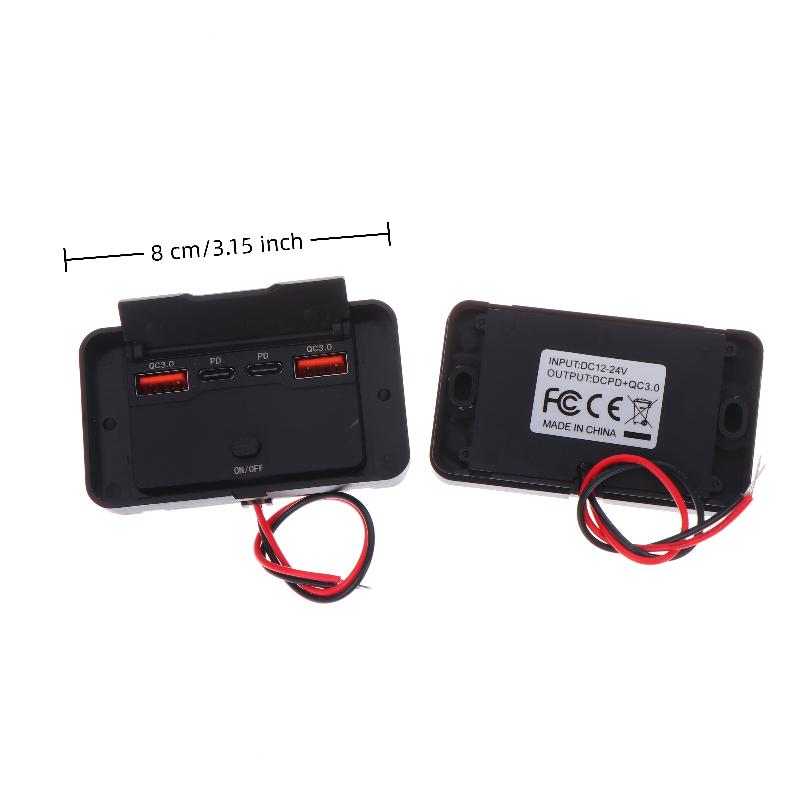 Двойной Pd Двойной Qc 3.0 USB Автомобильное Зарядное Устройство 12В Панель USB Розеток для RV, Лодки, Мотоцикла, Быстрая Зарядка, Розетка с Переключателем, Вольтметр