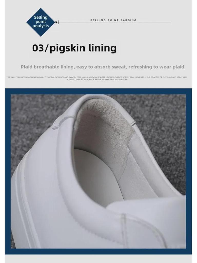 Мужские белые кроссовки в европейском стиле из натуральной кожи — модная повседневная обувь на толстой подошве