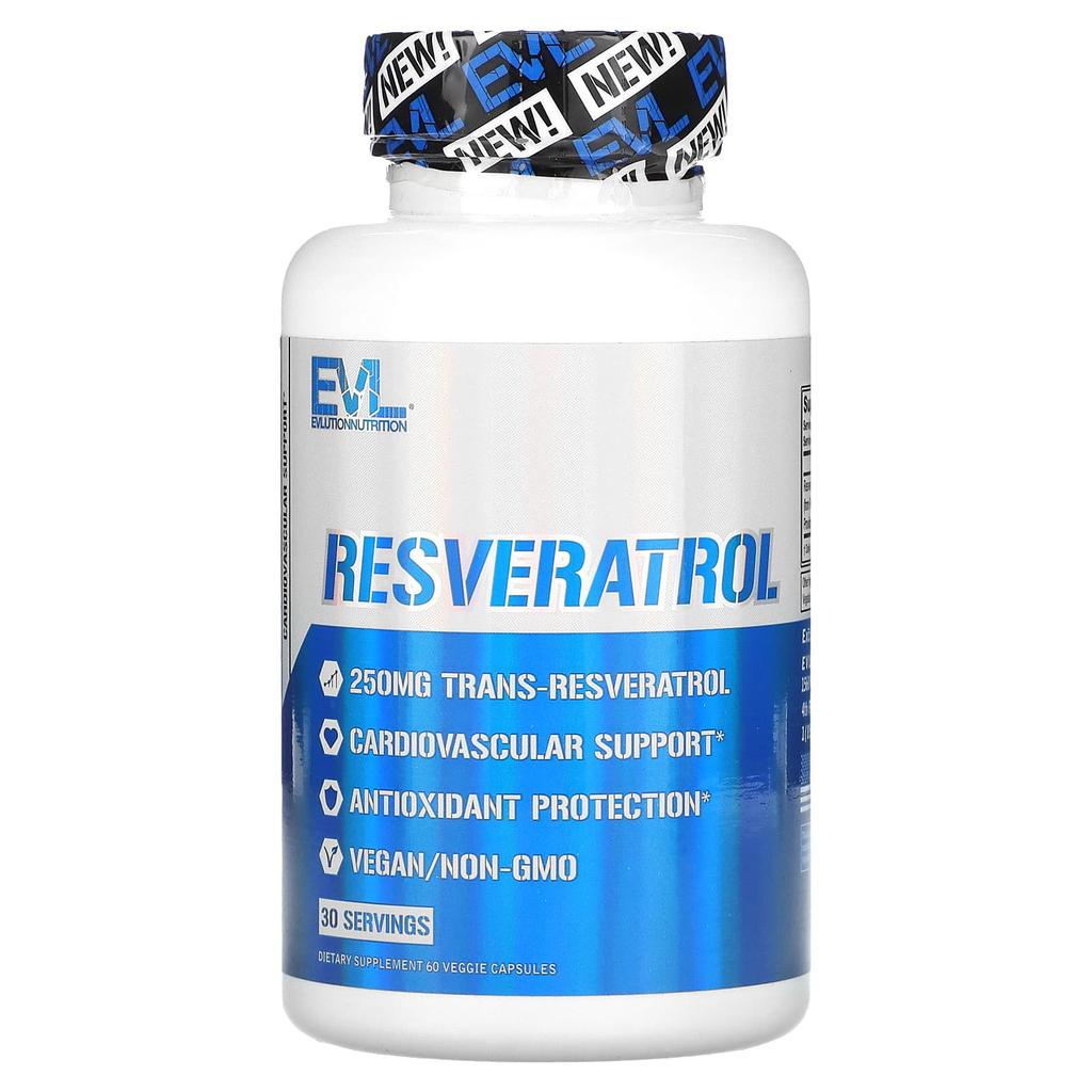 EVLution Nutrition Resveratrol, 250 Mg, 60 Veggie Capsules