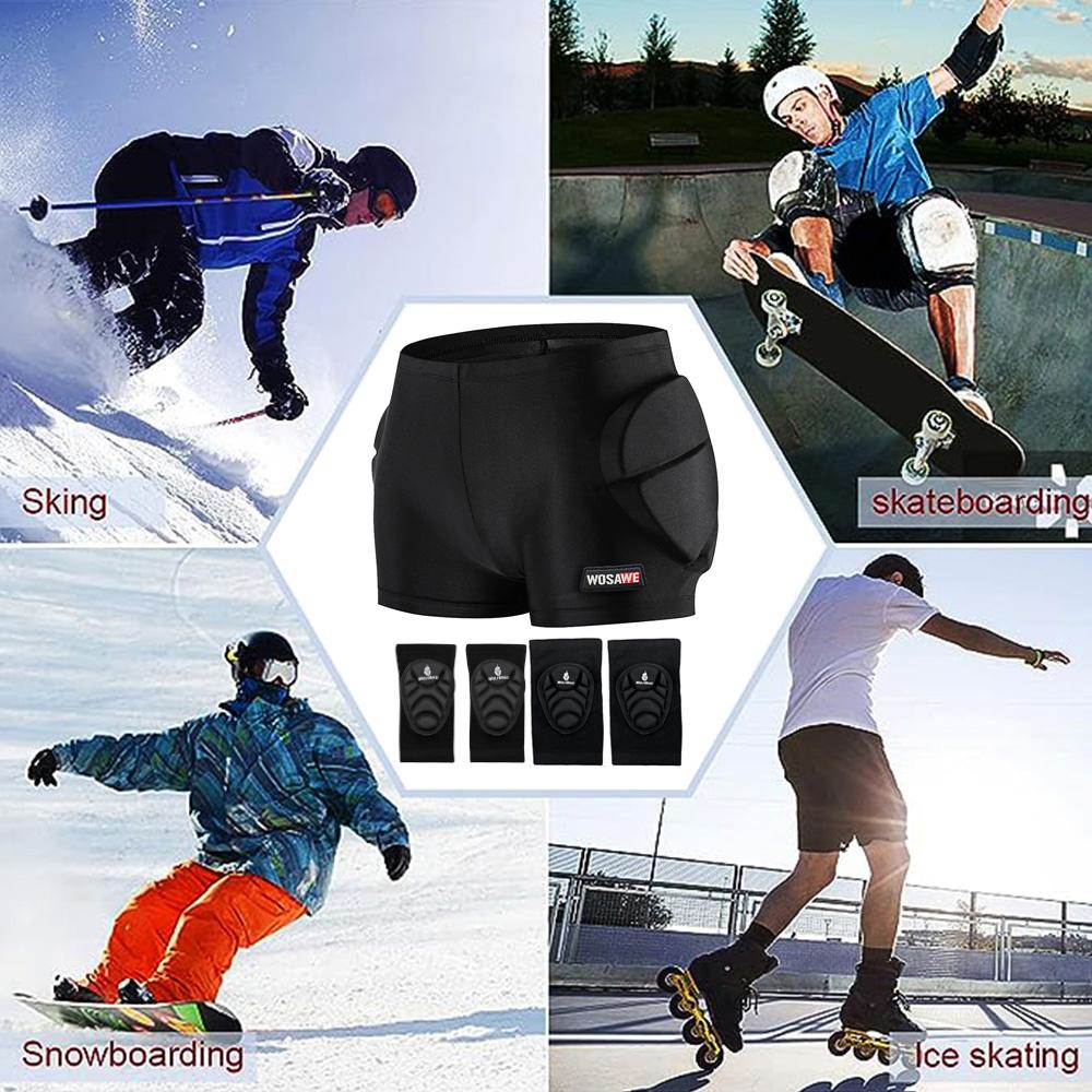 WOSAWE EVA Pad Snowboard Hip Padded Shorts Kids Adult Ski Roller Skating Hockey Riding Cycling Butt Support Bicycle Shorts