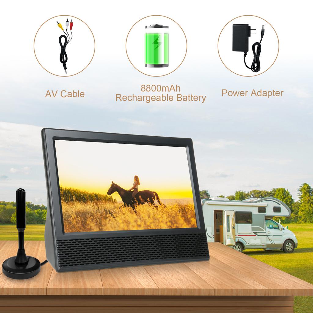 14-inch ATSC Digital TV Player Portable Car TV Television Multimedia Player FM Radio with Remote