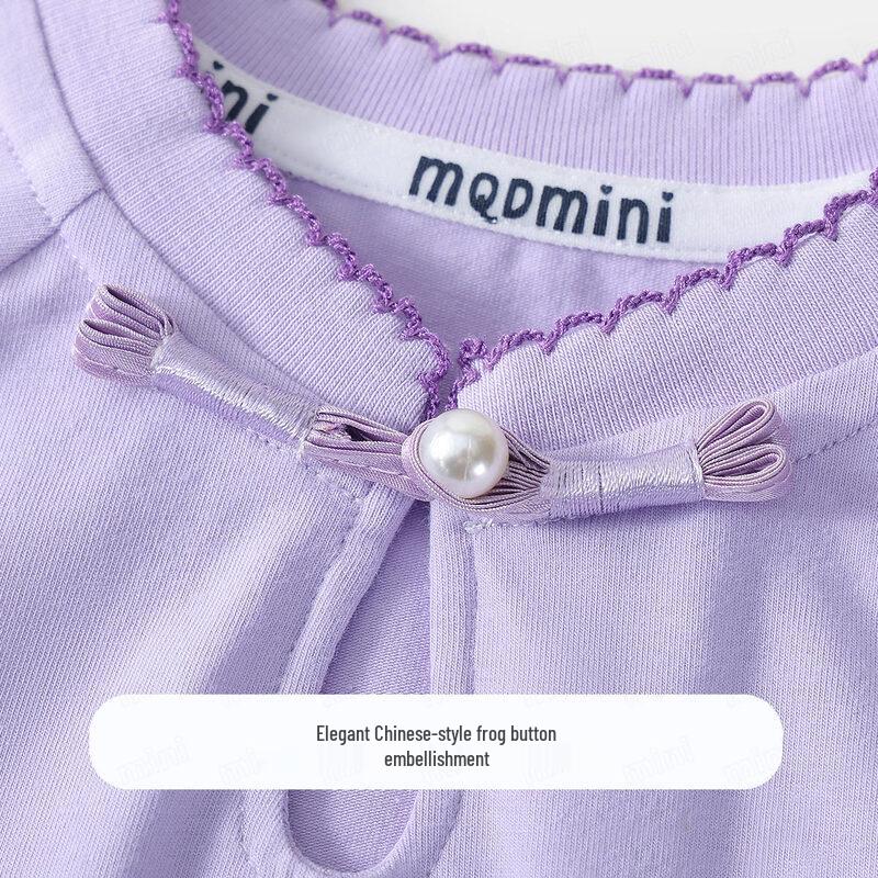 Детская футболка MQDMINI с коротким рукавом и пряжкой-бабочкой для девочек
