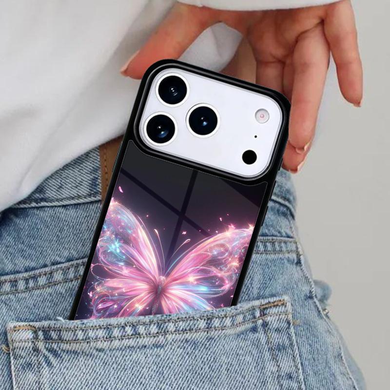 Glowing Butterfly Phone Case for iPhone 16e 15 14 13 12 17 Pro Max Plus Air 17pro Cover Coque