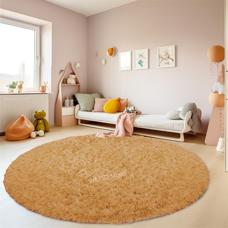 Plush Round Carpet Fluffy Soft Shaggy Rug For Bedroom Chair Mat Bathroom Mat Cute Girl Room Beside Mat 23 Colors Home Decoration